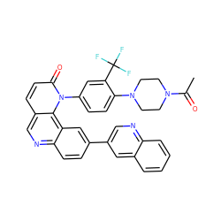 CC(=O)N1CCN(c2ccc(-n3c(=O)ccc4cnc5ccc(-c6cnc7ccccc7c6)cc5c43)cc2C(F)(F)F)CC1 ZINC000064549550