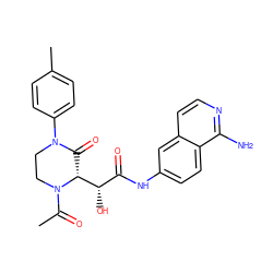 CC(=O)N1CCN(c2ccc(C)cc2)C(=O)[C@@H]1[C@@H](O)C(=O)Nc1ccc2c(N)nccc2c1 ZINC000117615428