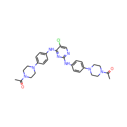 CC(=O)N1CCN(c2ccc(Nc3ncc(Cl)c(Nc4ccc(N5CCN(C(C)=O)CC5)cc4)n3)cc2)CC1 ZINC000207023265