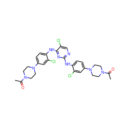 CC(=O)N1CCN(c2ccc(Nc3ncc(Cl)c(Nc4ccc(N5CCN(C(C)=O)CC5)cc4Cl)n3)c(Cl)c2)CC1 ZINC001772657262