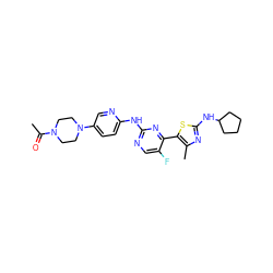 CC(=O)N1CCN(c2ccc(Nc3ncc(F)c(-c4sc(NC5CCCC5)nc4C)n3)nc2)CC1 ZINC001772571802