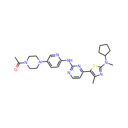 CC(=O)N1CCN(c2ccc(Nc3nccc(-c4sc(N(C)C5CCCC5)nc4C)n3)nc2)CC1 ZINC001772576981