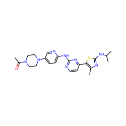 CC(=O)N1CCN(c2ccc(Nc3nccc(-c4sc(NC(C)C)nc4C)n3)nc2)CC1 ZINC001772628726