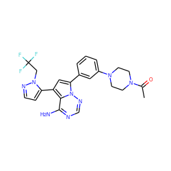 CC(=O)N1CCN(c2cccc(-c3cc(-c4ccnn4CC(F)(F)F)c4c(N)ncnn34)c2)CC1 ZINC001772578418