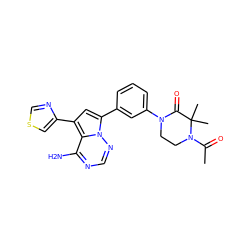 CC(=O)N1CCN(c2cccc(-c3cc(-c4cscn4)c4c(N)ncnn34)c2)C(=O)C1(C)C ZINC001772623922