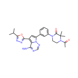 CC(=O)N1CCN(c2cccc(-c3cc(-c4nnc(C(C)C)o4)c4c(N)ncnn34)c2)C(=O)C1(C)C ZINC001772648538