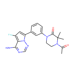 CC(=O)N1CCN(c2cccc(-c3cc(F)c4c(N)ncnn34)c2)C(=O)C1(C)C ZINC001772641750