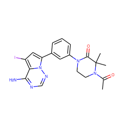 CC(=O)N1CCN(c2cccc(-c3cc(I)c4c(N)ncnn34)c2)C(=O)C1(C)C ZINC001772606512