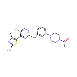 CC(=O)N1CCN(c2cccc(Nc3ncc(F)c(-c4sc(N)nc4C)n3)c2)CC1 ZINC000103291587