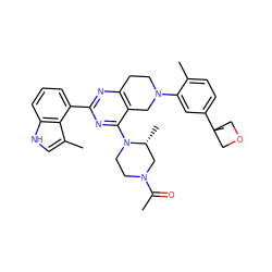 CC(=O)N1CCN(c2nc(-c3cccc4[nH]cc(C)c34)nc3c2CN(c2cc(C4(C)COC4)ccc2C)CC3)[C@H](C)C1 ZINC000146990467