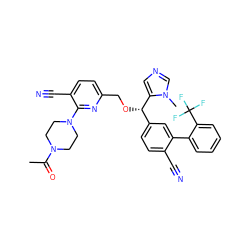 CC(=O)N1CCN(c2nc(CO[C@@H](c3ccc(C#N)c(-c4ccccc4C(F)(F)F)c3)c3cncn3C)ccc2C#N)CC1 ZINC000028353094