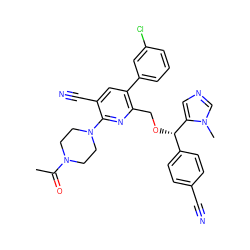 CC(=O)N1CCN(c2nc(CO[C@@H](c3ccc(C#N)cc3)c3cncn3C)c(-c3cccc(Cl)c3)cc2C#N)CC1 ZINC000029326628