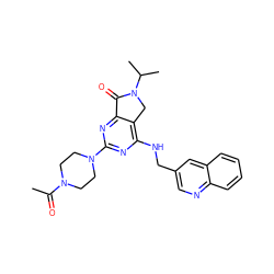 CC(=O)N1CCN(c2nc(NCc3cnc4ccccc4c3)c3c(n2)C(=O)N(C(C)C)C3)CC1 ZINC000084635490