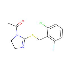 CC(=O)N1CCN=C1SCc1c(F)cccc1Cl ZINC000004120135