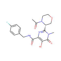 CC(=O)N1CCOC[C@@H]1c1nc(C(=O)NCc2ccc(F)cc2)c(O)c(=O)n1C ZINC000014979332