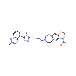 CC(=O)N1CCOc2cc3c(cc21)CCN(CCCSc1nnc(-c2cccc4nc(C)ccc24)n1C)CC3 ZINC000029127088