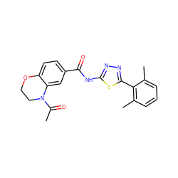 CC(=O)N1CCOc2ccc(C(=O)Nc3nnc(-c4c(C)cccc4C)s3)cc21 ZINC000043075122