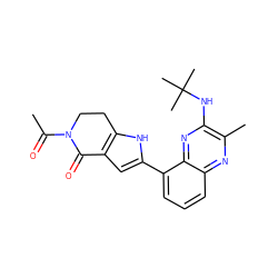 CC(=O)N1CCc2[nH]c(-c3cccc4nc(C)c(NC(C)(C)C)nc34)cc2C1=O ZINC000222341356