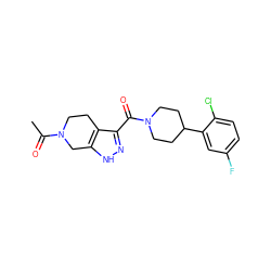 CC(=O)N1CCc2c(C(=O)N3CCC(c4cc(F)ccc4Cl)CC3)n[nH]c2C1 ZINC001772655498