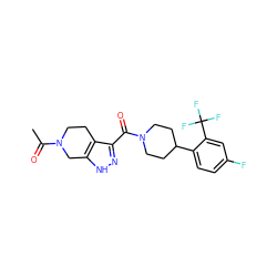 CC(=O)N1CCc2c(C(=O)N3CCC(c4ccc(F)cc4C(F)(F)F)CC3)n[nH]c2C1 ZINC001772633752