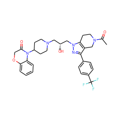 CC(=O)N1CCc2c(c(-c3ccc(C(F)(F)F)cc3)nn2C[C@H](O)CN2CCC(N3C(=O)COc4ccccc43)CC2)C1 ZINC000034804795