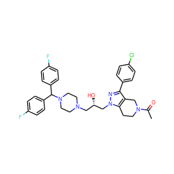 CC(=O)N1CCc2c(c(-c3ccc(Cl)cc3)nn2C[C@@H](O)CN2CCN(C(c3ccc(F)cc3)c3ccc(F)cc3)CC2)C1 ZINC000028341066