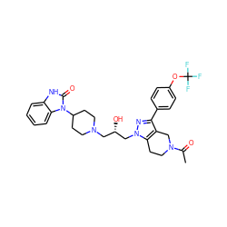 CC(=O)N1CCc2c(c(-c3ccc(OC(F)(F)F)cc3)nn2C[C@@H](O)CN2CCC(n3c(=O)[nH]c4ccccc43)CC2)C1 ZINC000028128878