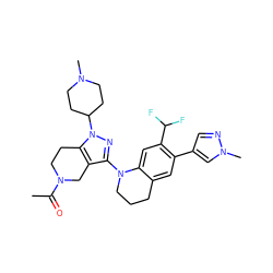 CC(=O)N1CCc2c(c(N3CCCc4cc(-c5cnn(C)c5)c(C(F)F)cc43)nn2C2CCN(C)CC2)C1 ZINC001772639668