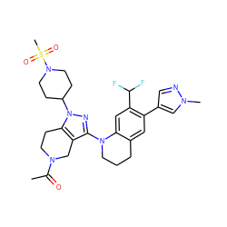 CC(=O)N1CCc2c(c(N3CCCc4cc(-c5cnn(C)c5)c(C(F)F)cc43)nn2C2CCN(S(C)(=O)=O)CC2)C1 ZINC001772609156