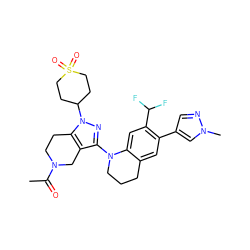 CC(=O)N1CCc2c(c(N3CCCc4cc(-c5cnn(C)c5)c(C(F)F)cc43)nn2C2CCS(=O)(=O)CC2)C1 ZINC001772578061