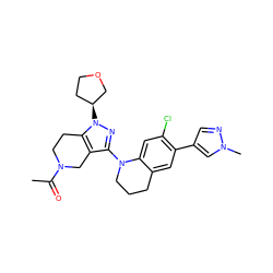 CC(=O)N1CCc2c(c(N3CCCc4cc(-c5cnn(C)c5)c(Cl)cc43)nn2[C@H]2CCOC2)C1 ZINC001772647490