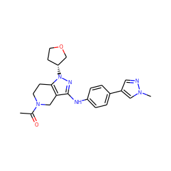 CC(=O)N1CCc2c(c(Nc3ccc(-c4cnn(C)c4)cc3)nn2[C@@H]2CCOC2)C1 ZINC001772580104