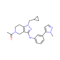 CC(=O)N1CCc2c(c(Nc3cccc(-c4ccnn4C)c3)nn2CC2CC2)C1 ZINC001772613903