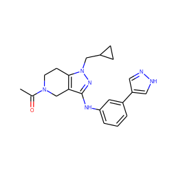 CC(=O)N1CCc2c(c(Nc3cccc(-c4cn[nH]c4)c3)nn2CC2CC2)C1 ZINC001772598141