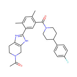 CC(=O)N1CCc2nc(-c3cc(C(=O)N4CCC(c5ccc(F)cc5)CC4)c(C)cc3C)[nH]c2C1 ZINC000149316861