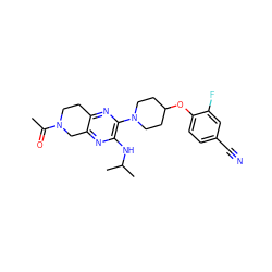 CC(=O)N1CCc2nc(N3CCC(Oc4ccc(C#N)cc4F)CC3)c(NC(C)C)nc2C1 ZINC001772589824