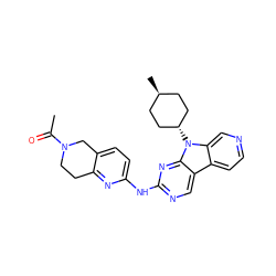 CC(=O)N1CCc2nc(Nc3ncc4c5ccncc5n([C@H]5CC[C@H](C)CC5)c4n3)ccc2C1 ZINC000261188982