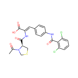 CC(=O)N1CSC[C@@H]1C(=O)N/C(=C\c1ccc(NC(=O)c2c(Cl)cccc2Cl)cc1)C(=O)O ZINC000013488054