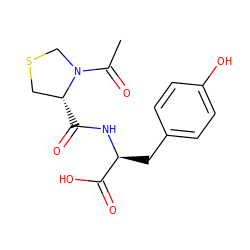 CC(=O)N1CSC[C@H]1C(=O)N[C@@H](Cc1ccc(O)cc1)C(=O)O ZINC000028021263