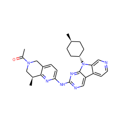 CC(=O)N1Cc2ccc(Nc3ncc4c5ccncc5n([C@H]5CC[C@H](C)CC5)c4n3)nc2[C@@H](C)C1 ZINC000261189646