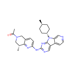 CC(=O)N1Cc2ccc(Nc3ncc4c5ccncc5n([C@H]5CC[C@H](C)CC5)c4n3)nc2[C@H](C)C1 ZINC000261189645