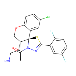 CC(=O)N1N=C(c2cc(F)ccc2F)S[C@@]12c1cc(Cl)ccc1OC[C@H]2CCN ZINC000200370218