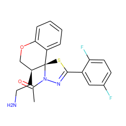 CC(=O)N1N=C(c2cc(F)ccc2F)S[C@@]12c1ccccc1OC[C@@H]2CCN ZINC000200378646