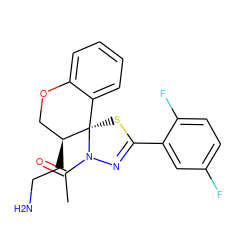 CC(=O)N1N=C(c2cc(F)ccc2F)S[C@]12c1ccccc1OC[C@@H]2CCN ZINC000200369475