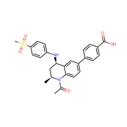 CC(=O)N1c2ccc(-c3ccc(C(=O)O)cc3)cc2[C@H](Nc2ccc(S(C)(=O)=O)cc2)C[C@@H]1C ZINC000117486564