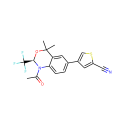 CC(=O)N1c2ccc(-c3csc(C#N)c3)cc2C(C)(C)O[C@@H]1C(F)(F)F ZINC000013439666