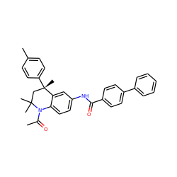 CC(=O)N1c2ccc(NC(=O)c3ccc(-c4ccccc4)cc3)cc2[C@@](C)(c2ccc(C)cc2)CC1(C)C ZINC000013611415