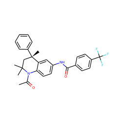 CC(=O)N1c2ccc(NC(=O)c3ccc(C(F)(F)F)cc3)cc2[C@@](C)(c2ccccc2)CC1(C)C ZINC000013611359