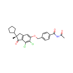 CC(=O)NC(=O)c1ccc(COc2cc3c(c(Cl)c2Cl)C(=O)[C@](C)(C2CCCC2)C3)cc1 ZINC000028344623