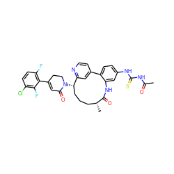 CC(=O)NC(=S)Nc1ccc2c(c1)NC(=O)[C@H](C)CCC[C@H](N1CCC(c3c(F)ccc(Cl)c3F)=CC1=O)c1cc-2ccn1 ZINC000220115467